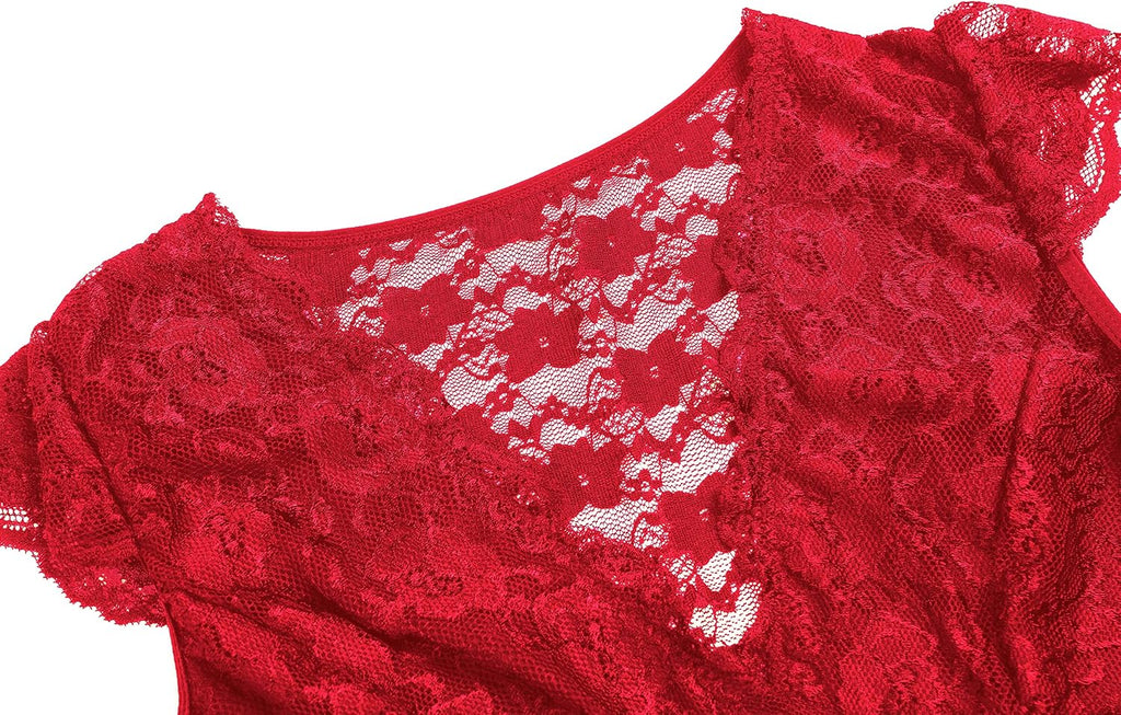 Women’s Plus Size Lace and Mesh Babydoll Nightdress